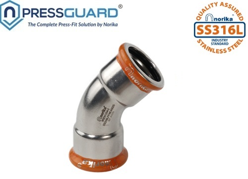 keluli tahan karat 316L press-fit siku (45 darjah)